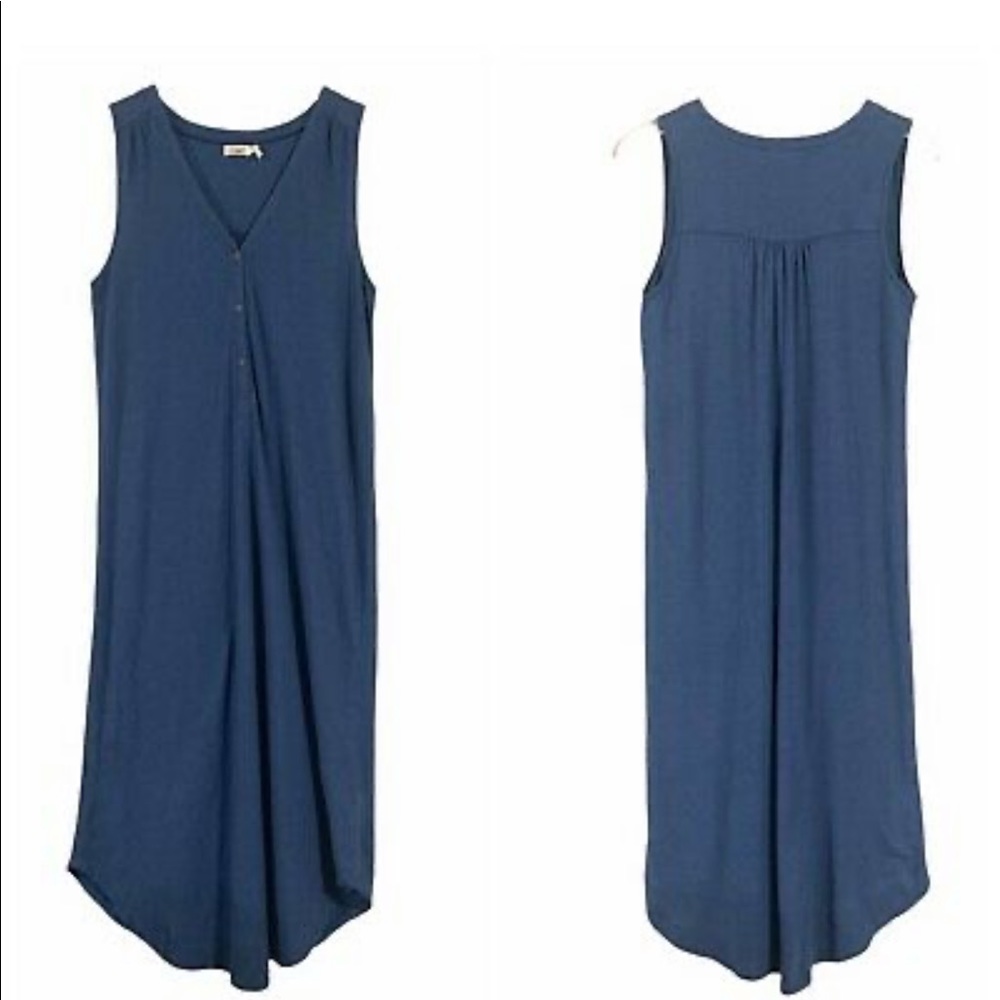 *new* Faherty midi sleeveless blue dress- organic cotton Annie Knit Henley Dre - Picture 3 of 10